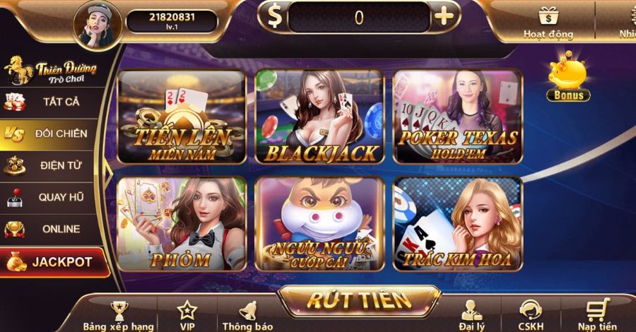 Thao tác truy cập và chọn game bài Tiến Lên